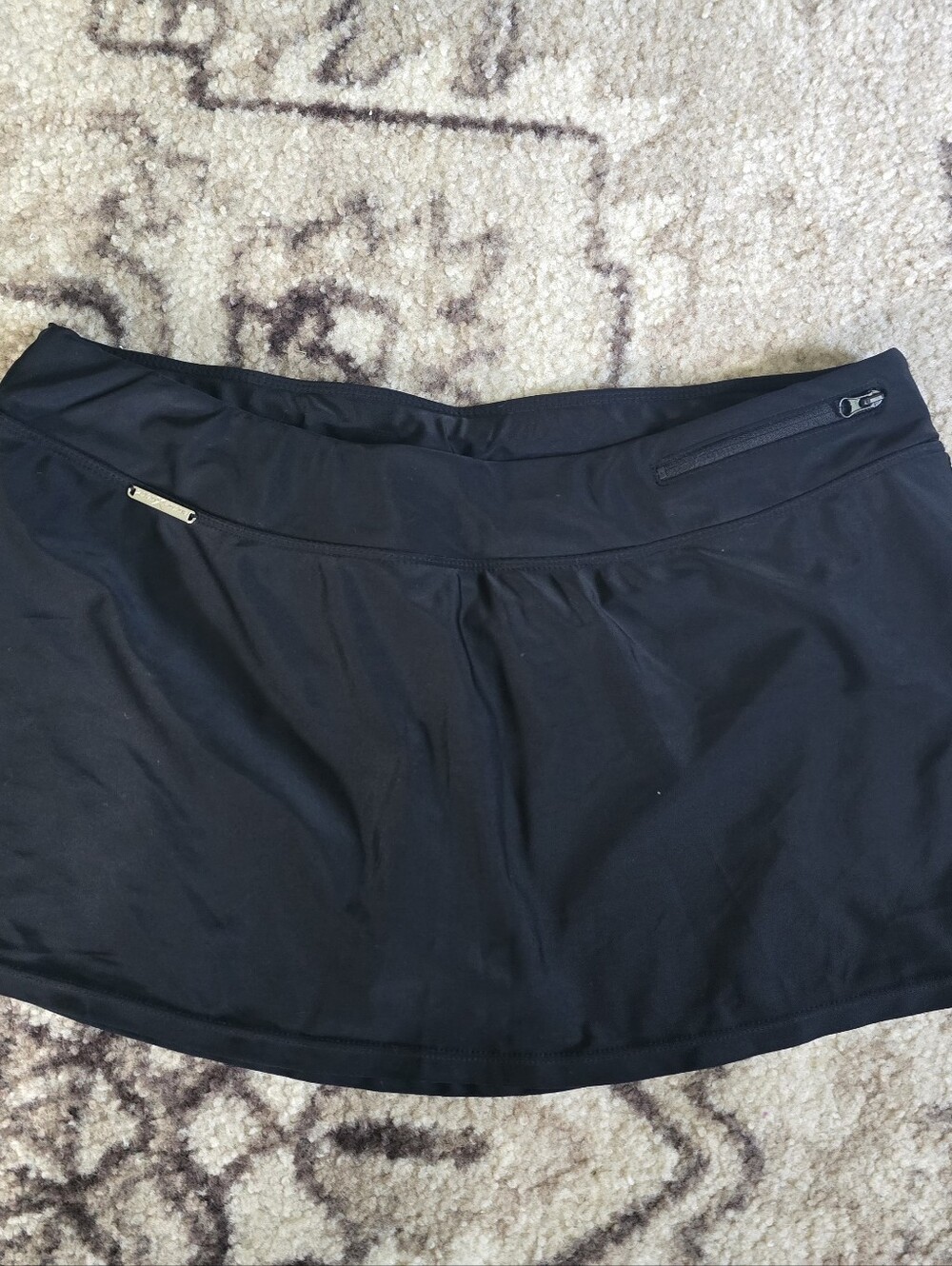 Black Swim Skort with Zip Pockets